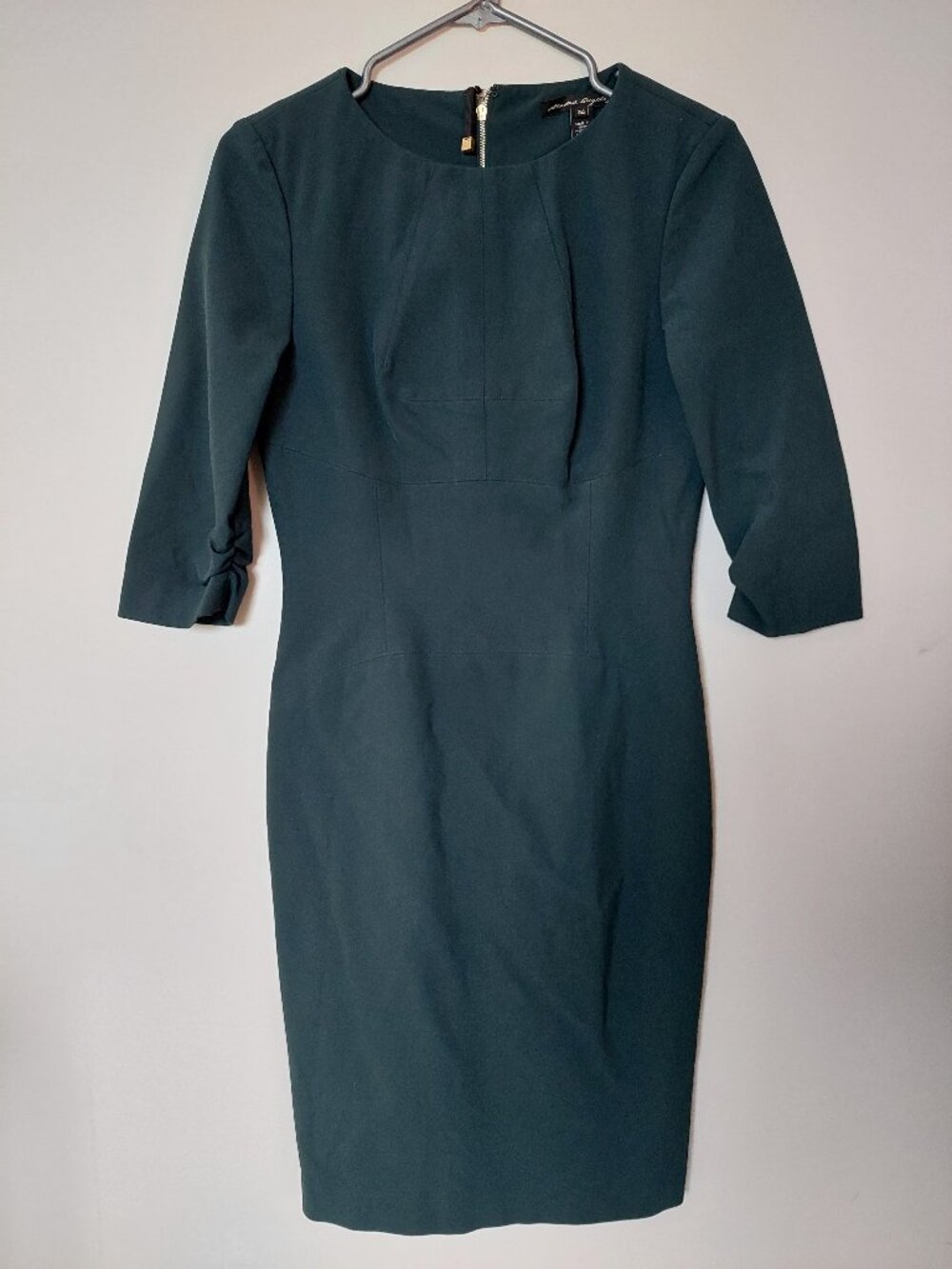 Sandra Angelozzi Size 34/US 2 Dress Tailored Dark Green Sheath Office Stretch